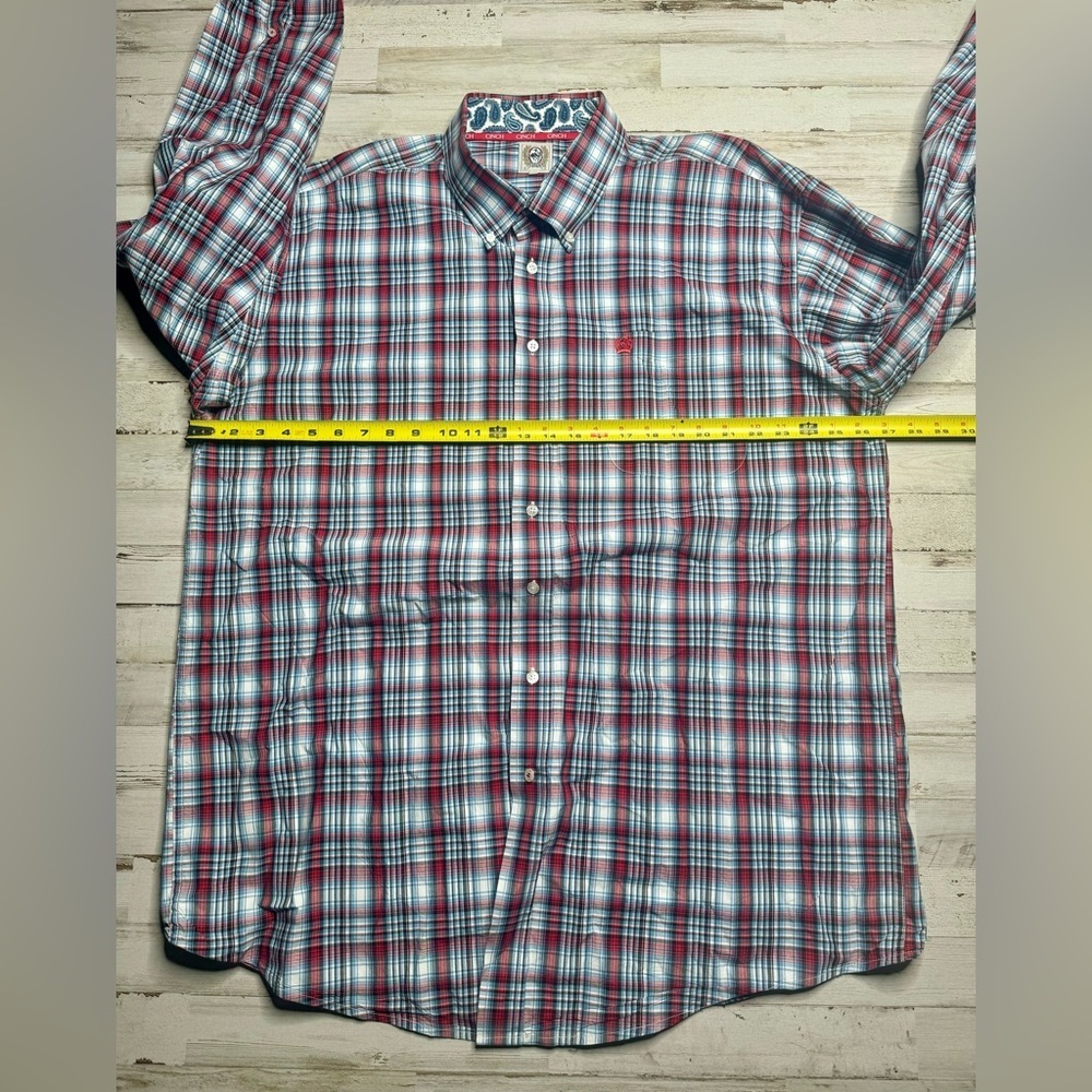 CINCH Shirt Adult 2XL Plaid Western Cowboy Rodeo Cotton Mens Red - Picture 4 of 9